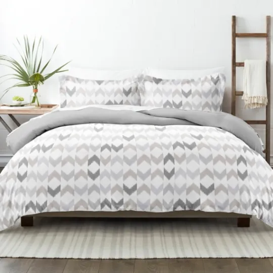 Kirkland's Home Light Gray Chevron 3-Pc. King Duvet Cover Set- Duvets