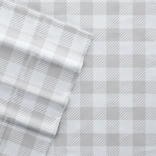 Kirkland's Home Light Gray Country Plaid 4-Pc. King Bed Sheet Set- Bed Sheets