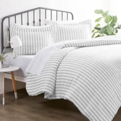 Kirkland's Home Light Gray Stripes 3-Pc. Twin Duvet Cover Set- Duvets