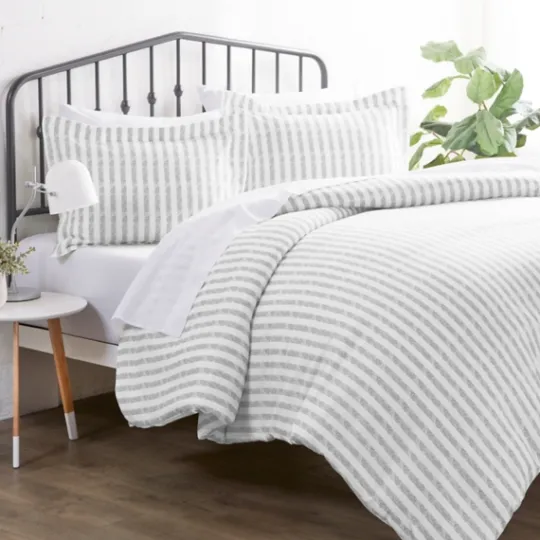 Kirkland's Home Light Gray Stripes 3-Pc. Twin Duvet Cover Set- Duvets
