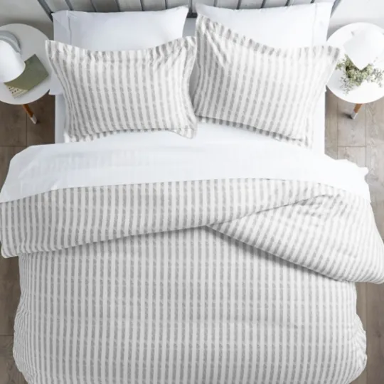Kirkland's Home Light Gray Stripes 3-Pc. Twin Duvet Cover Set- Duvets