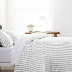Kirkland's Home Light Gray Stripes 3-Pc. Twin Duvet Cover Set- Duvets