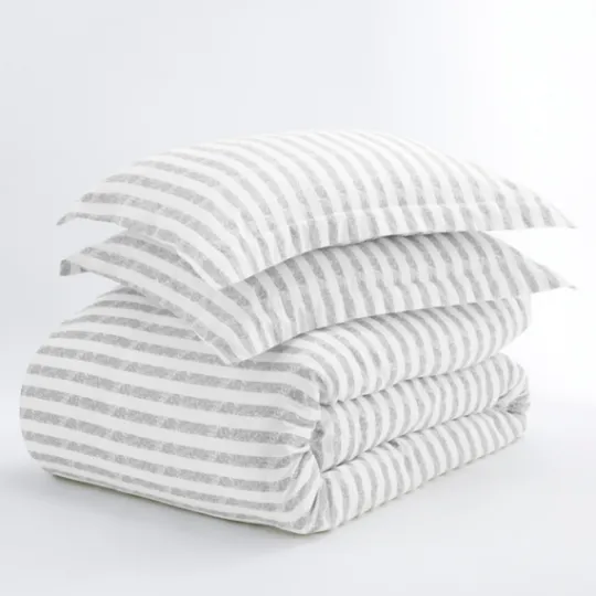 Kirkland's Home Light Gray Stripes 3-Pc. Twin Duvet Cover Set- Duvets