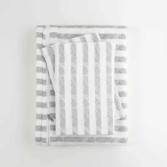 Kirkland's Home Light Gray Stripes 3-Pc. Twin Duvet Cover Set- Duvets