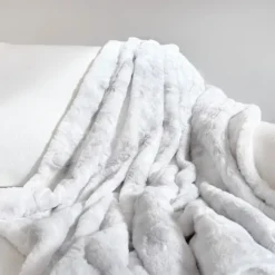 Kirkland's Home Light Gray Tie Dye Faux Fur Throw- Blankets & Throws