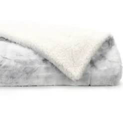 Kirkland's Home Light Gray Tie Dye Faux Fur Throw- Blankets & Throws