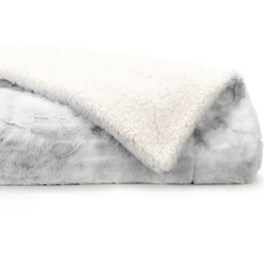 Kirkland's Home Light Gray Tie Dye Faux Fur Throw- Blankets & Throws