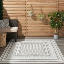 Kirkland's Home Light Gray Tile Motif Outdoor Area Rug, 5X7- Outdoor Rugs