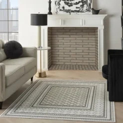 Kirkland's Home Light Gray Tile Motif Outdoor Area Rug, 5X7- Outdoor Rugs