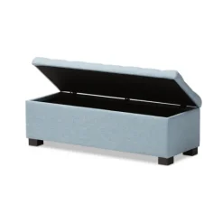 Kirkland's Home Light Grid Tufted Upholstered Ottoman- Benches & Ottomans