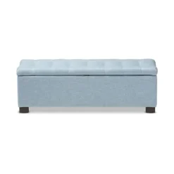 Kirkland's Home Light Grid Tufted Upholstered Ottoman- Benches & Ottomans