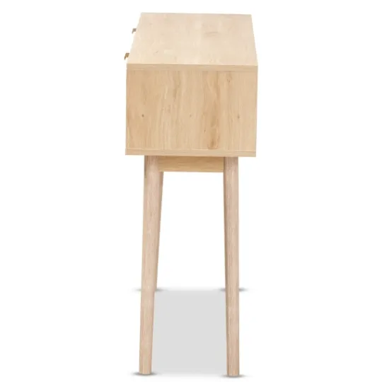 Kirkland's Home Light Oak Rat And Wood Console Table- Console Tables