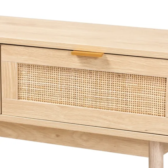 Kirkland's Home Light Oak Rat And Wood Console Table- Console Tables