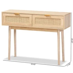Kirkland's Home Light Oak Rat And Wood Console Table- Console Tables