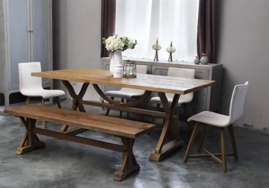 Kirkland's Home Light Reclaimed Wood Hourglass Base Bench- Benches & Ottomans