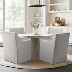 Kirkland's Home Light Slipcover Dining Chair With Casters- Dining Chairs