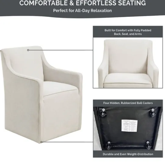Kirkland's Home Light Slipcover Dining Chair With Casters- Dining Chairs