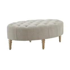 Kirkland's Home Light Tufted Button Martha Stewart Ottoman- Benches & Ottomans