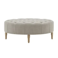 Kirkland's Home Light Tufted Button Martha Stewart Ottoman- Benches & Ottomans