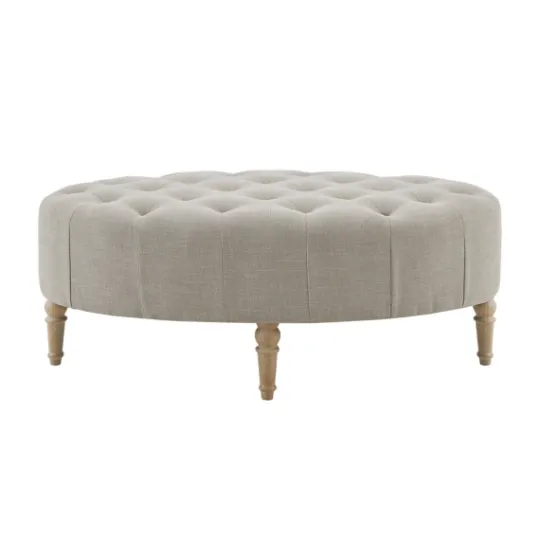 Kirkland's Home Light Tufted Button Martha Stewart Ottoman- Benches & Ottomans