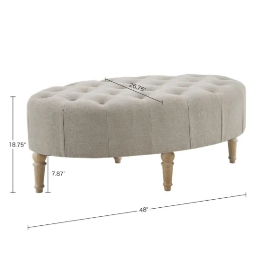 Kirkland's Home Light Tufted Button Martha Stewart Ottoman- Benches & Ottomans