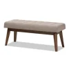 Kirkland's Home Light Tufted Walnut Wood Bench- Benches & Ottomans