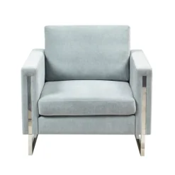 Kirkland's Home Light Velvet And Chrome Accent Chair- Accent Chairs