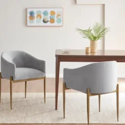Kirkland's Home Light Velvet Button Dining Chairs, Set Of 2- Dining Chairs
