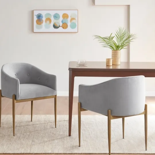 Kirkland's Home Light Velvet Button Dining Chairs, Set Of 2- Dining Chairs