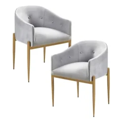 Kirkland's Home Light Velvet Button Dining Chairs, Set Of 2- Dining Chairs