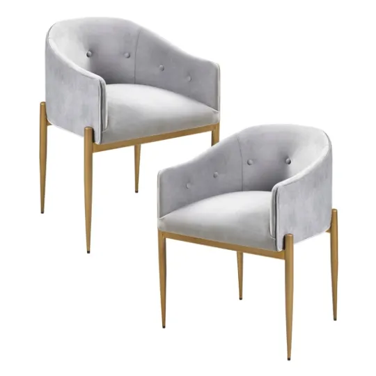 Kirkland's Home Light Velvet Button Dining Chairs, Set Of 2- Dining Chairs