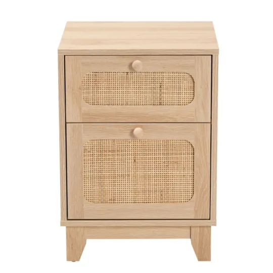 Kirkland's Home Light Wood And Cane Accent Nightstand- Nightstands