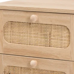 Kirkland's Home Light Wood And Cane Accent Nightstand- Nightstands