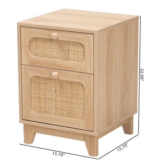 Kirkland's Home Light Wood And Cane Accent Nightstand- Nightstands