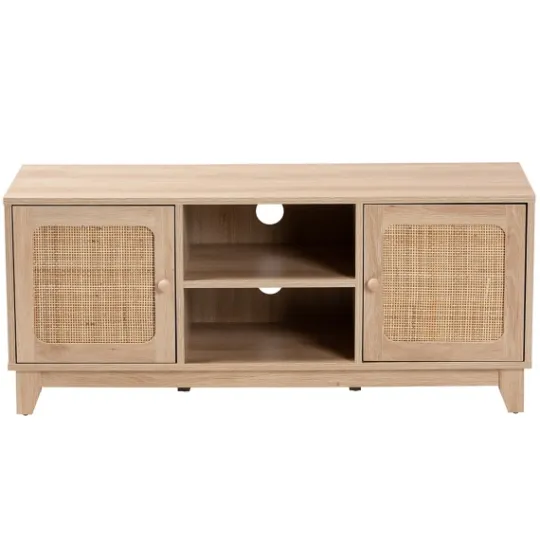 Kirkland's Home Light Wood And Cane Accent Tv Stand- Tv Stands & Media Consoles
