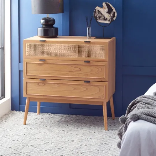 Kirkland's Home Light Wood And Cane 3-Drawer Chest- Dressers & Chests