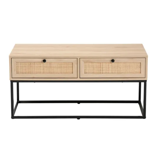 Kirkland's Home Light Wood And Rat 2-Drawer Coffee Table- Coffee Tables