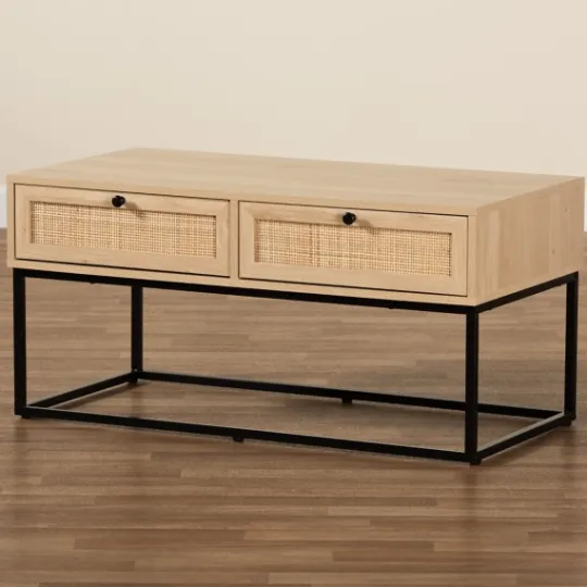 Kirkland's Home Light Wood And Rat 2-Drawer Coffee Table- Coffee Tables