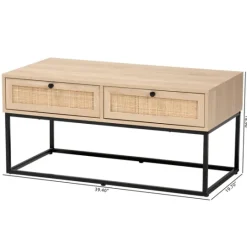 Kirkland's Home Light Wood And Rat 2-Drawer Coffee Table- Coffee Tables