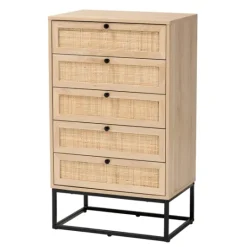 Kirkland's Home Light Wood And Rat 5-Drawer Chest- Dressers & Chests
