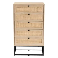 Kirkland's Home Light Wood And Rat 5-Drawer Chest- Dressers & Chests