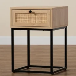 Kirkland's Home Light Wood And Rat Square Nights D- Nightstands