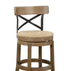 Kirkland's Home Light Wood And Seagrass Swivel Counter Stool- Bar Stools & Counter Height Stools