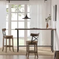Kirkland's Home Light Wood And Seagrass Swivel Counter Stool- Bar Stools & Counter Height Stools