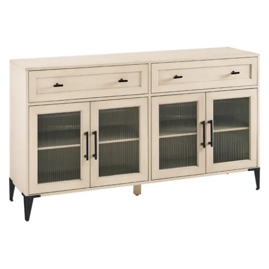 Kirkland's Home Light Wood Fluted Glass Doors Sideboard- Cabinets & Sideboards