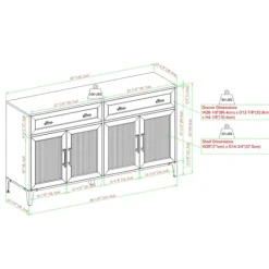 Kirkland's Home Light Wood Fluted Glass Doors Sideboard- Cabinets & Sideboards