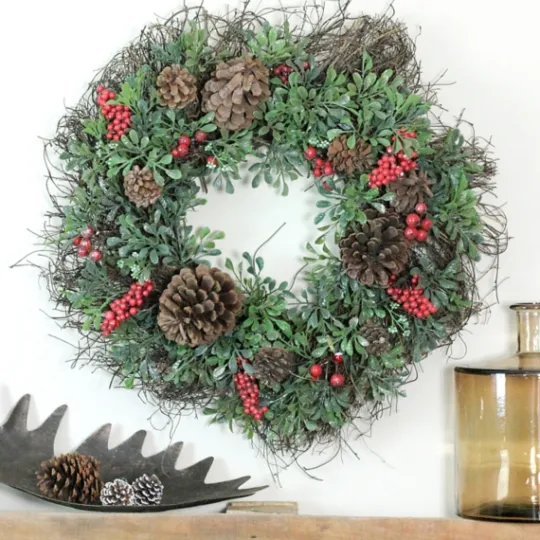 Kirkland's Home Lightly Frosted Cedar And Red Berry Wreath- Wreaths