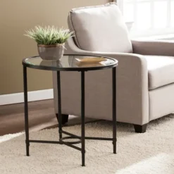 Kirkland's Home Lila Glass And Metal Oval Accent Table- Accent & End Tables