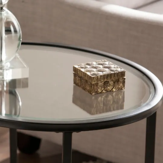 Kirkland's Home Lila Glass And Metal Oval Accent Table- Accent & End Tables