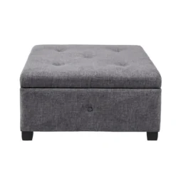 Kirkland's Home Lila Tufted Charcoal Storage Ottoman- Benches & Ottomans